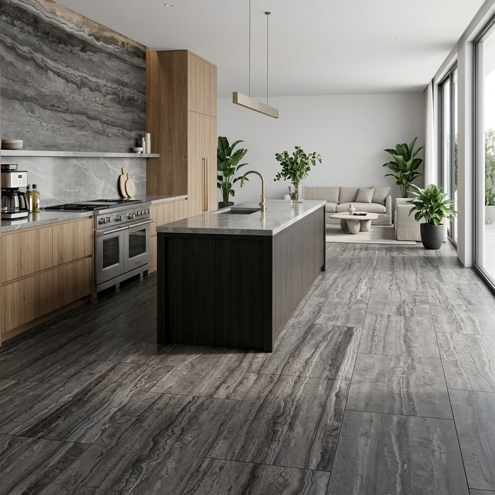 Memento Travertino Black 600x1200mm Matte Floor/Wall Tile (1.44m2 box) - image 3