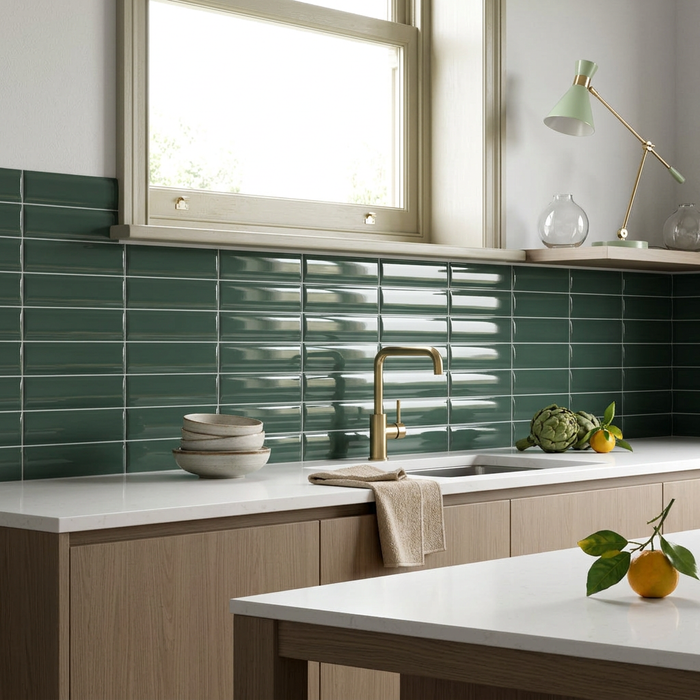Vibe Out Newport Green Gloss 65x200mm Wall Tile (0.50m2 box) - image 3