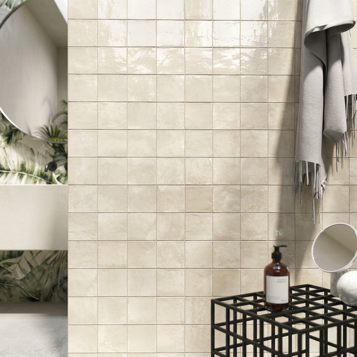 Clay Linen 100x100mm Gloss Finish Wall Tile — surface detail