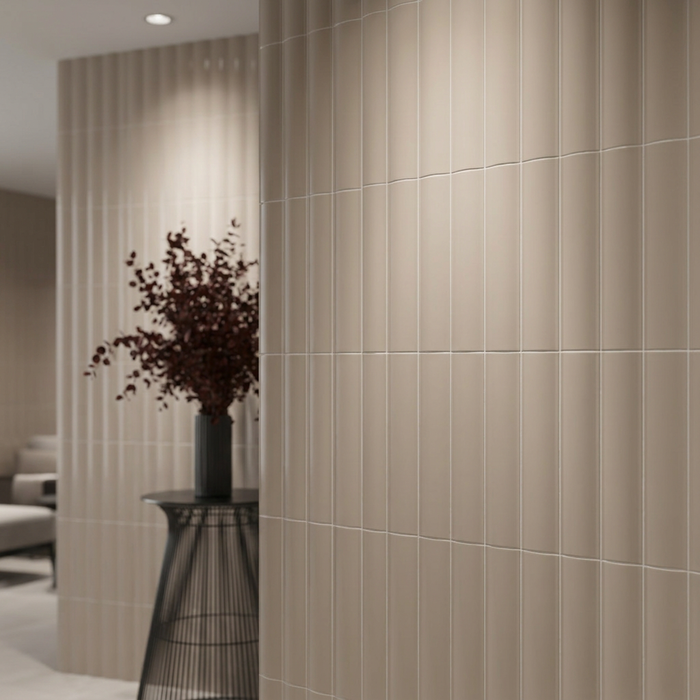 Vibe Out Light Mocha Matt 65x200mm Wall Tile — surface detail