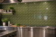 Curve Garden Green Gloss 83x120mm Mosaic Wall Tile — kitchen setting