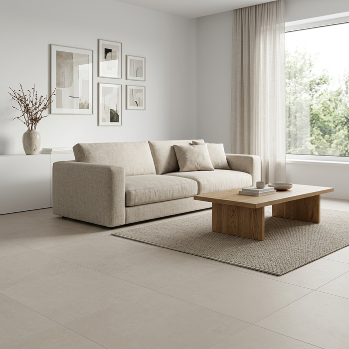 Arkshade Dove 600x600mm Matte Finish Floor Tile — living area setting