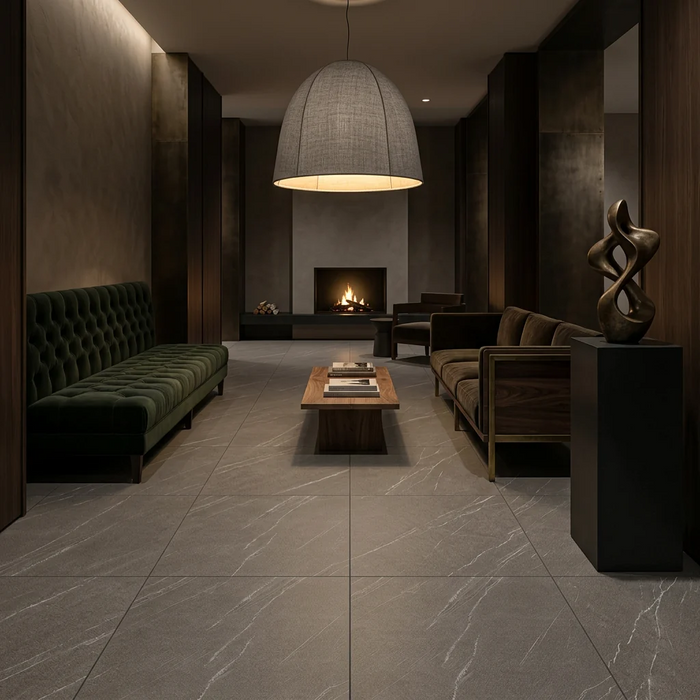 Marvel Stone Cardoso Elegant 600x600mm Matte Finish Floor Tile — living area setting