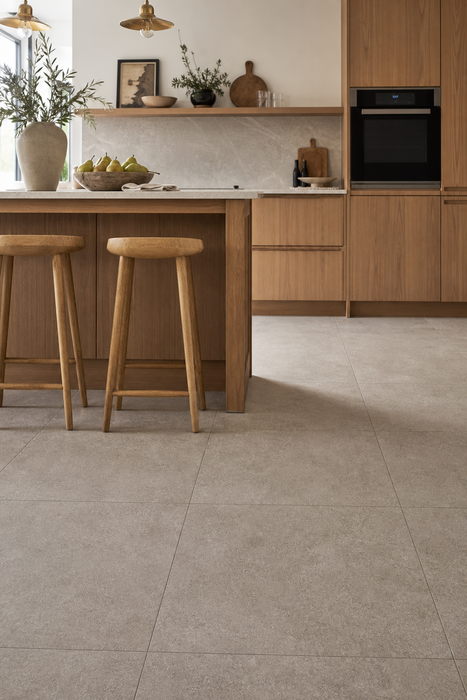 Realm Gray 600x600mm Matte Floor/Wall Tile — kitchen setting