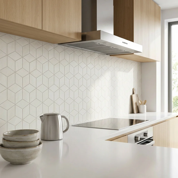 Mek Light Mosaico Esagono 300x350mm sheet White Body Wall Tile — image 4