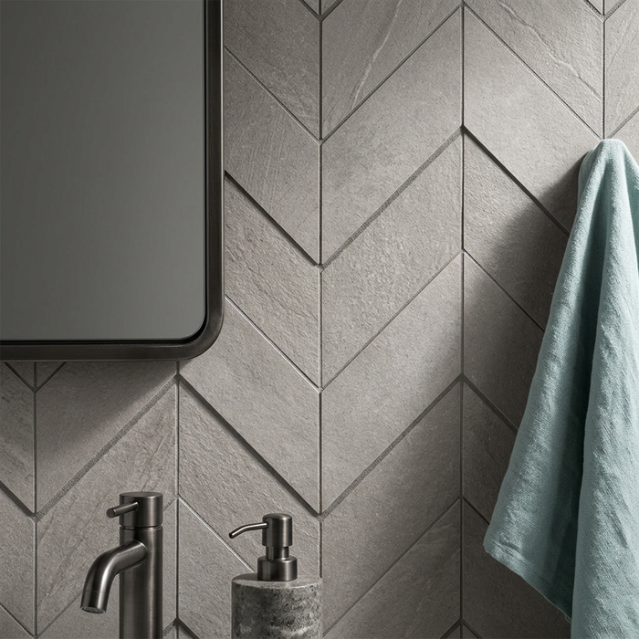 Dwell Gray Chevron 308x351mm 3D Finish Wall Tile (0.43m2 box) - image 4