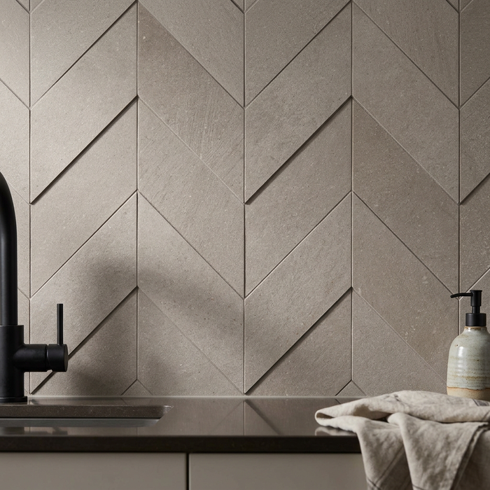 Dwell Greige Chevron 308x351mm 3D Finish Wall Tile (0.43m2 box) - image 4
