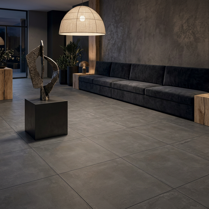 Emotion Anthracite 600x600mm Matte Floor/Wall Tile (1.8m2 box) - AI generated product/lifestyle image 4