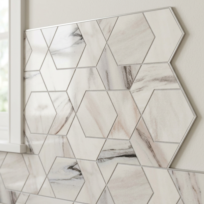 Marvel Dream Bianco Fantastico Hex 254x296mm Mosaic Tile (0.45m2 box) - image 4