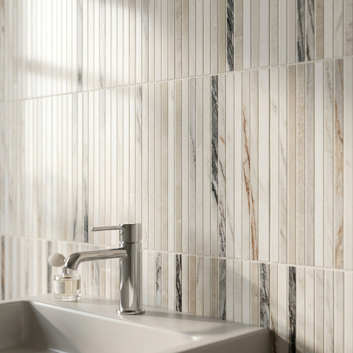 Marvel Dream Bianco Fantastico Line 305x260mm Polished Finish Mosaic Tile (0.47m2 box) - image 4