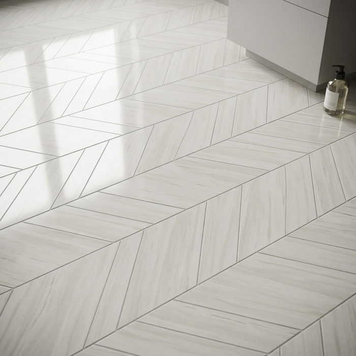 Marvel Stone Bianco Dolomite Chevron 225x229mm Polished Finish Floor Tile (0.31m2 box) - image 4
