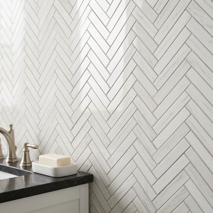 Marvel Stone Bianco Dolomite Herringbone 305x300mm Wall Tile (0.54m2 box) - image 4