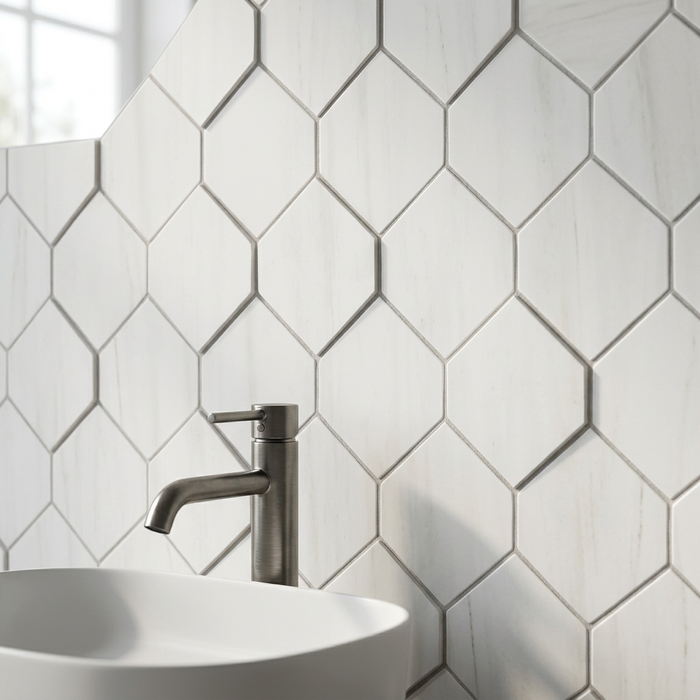 Marvel Stone Bianco Dolomite Mosaic Esagono 282x353mm 3D Finish Wall Tile (0.6m2 box) - image 4