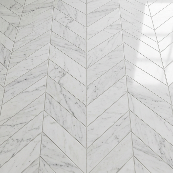 Marvel Stone Carrara Pure Chevron 225x229mm Polished Finish Floor Tile (0.31m2 box) - image 4