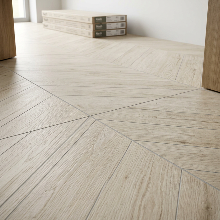 Nash White Wood Chevron 325x450mm Floor Tile (1.16m2 box) - image 4