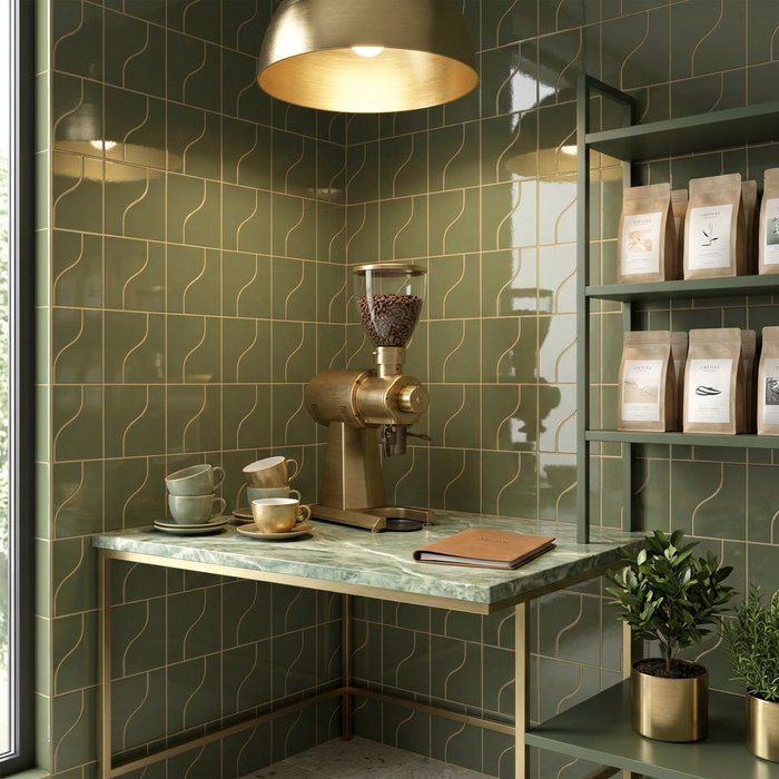Curve Garden Green Gloss 83x120mm Mosaic Wall Tile — image 5