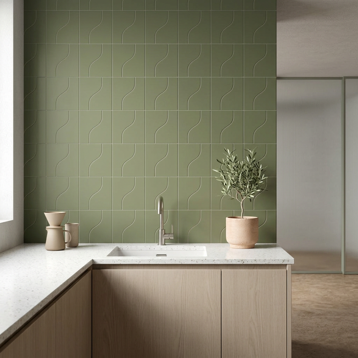 Curve Garden Green Matt 83x120mm Mosaic Wall Tile — image 5