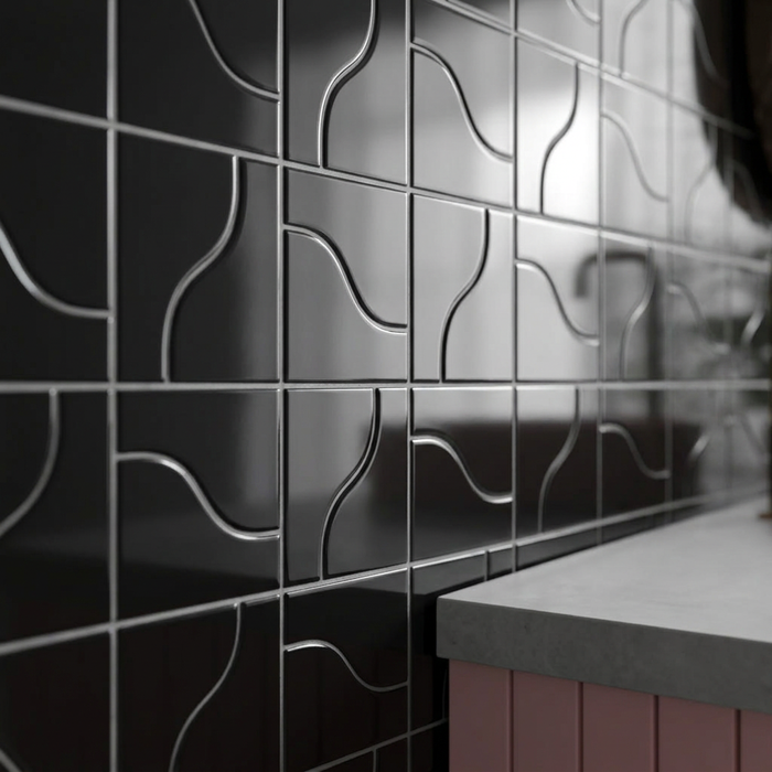Curve Black Gloss 83x120mm Mosaic Wall Tile — image 5