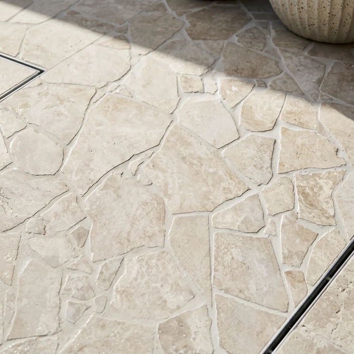 Travertine Ivory Crazy Pave Cross Cut 20mm (per M2) — surface detail