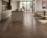 Dwell Brown Leather 750x1500mm Polished Finish Floor Tile - kitchen setting