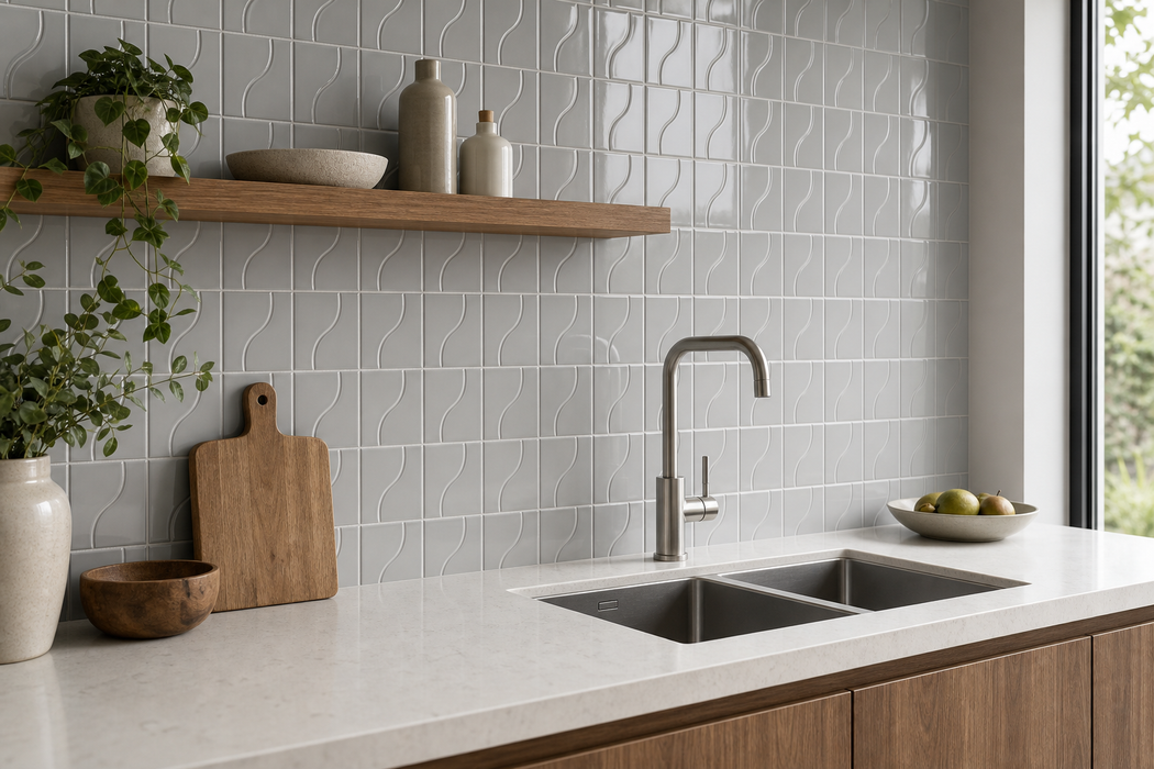 Curve Grey Gloss 83x120mm Mosaic Wall Tile — image 5