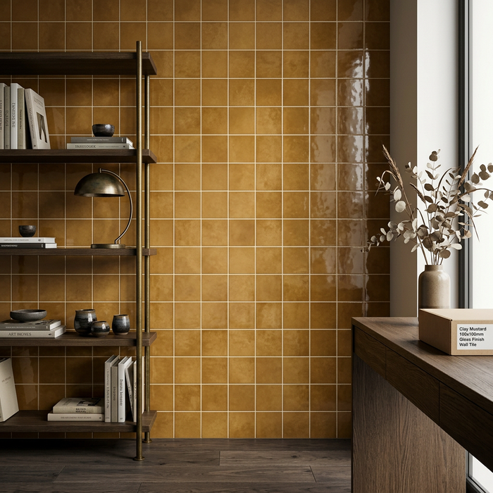 Clay Mustard 100x100mm Gloss Finish Wall Tile (0.68m2 box) - image 5