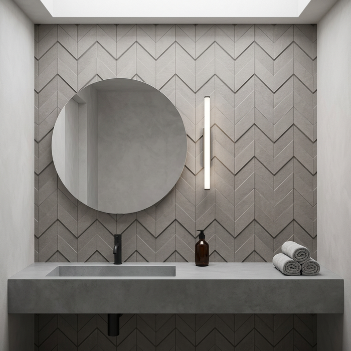 Dwell Gray Chevron 308x351mm 3D Finish Wall Tile (0.43m2 box) - image 5