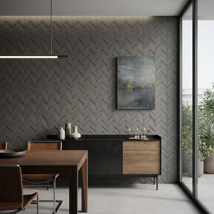 Dwell Smoke Chevron 308x351mm 3D Finish Wall Tile (0.43m2 box) - image 5