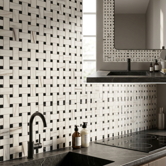 Marvel Bianco Fantastico Basket Weave 305x305mm Matte Finish Wall Tile (0.55m2 box) - image 5