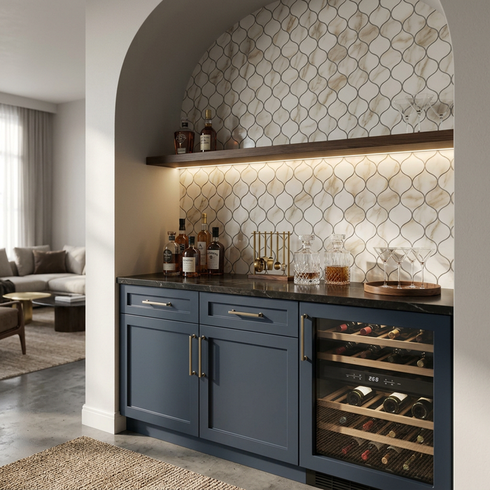 Marvel Royal Calacatta Drop Mosaic 272x297mm sheet White Body Wall Tile (0.48m2 box) - image 5