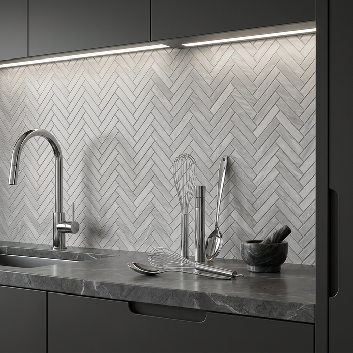 Marvel Stone Bardiglio Grey Herringbone 305x300mm Wall Tile (0.54m2 box) - image 5