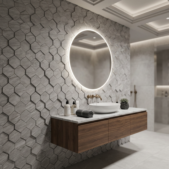 Marvel Stone Bardiglio Grey Mosaic Esagono 282x353mm 3D Finish Wall Tile (0.6m2 box) - image 5