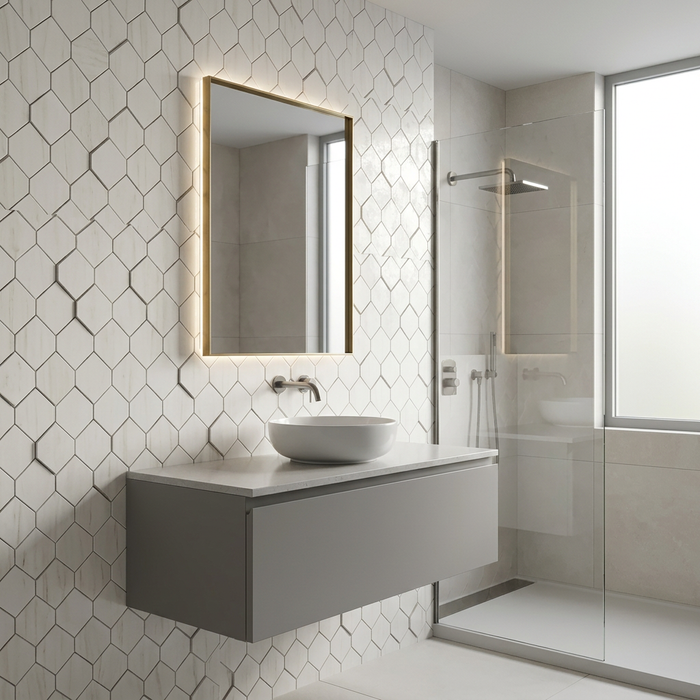 Marvel Stone Bianco Dolomite Mosaic Esagono 282x353mm 3D Finish Wall Tile (0.6m2 box) - image 5