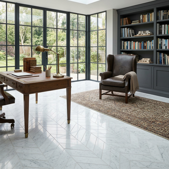 Marvel Stone Carrara Pure Chevron 225x229mm Polished Finish Floor Tile (0.31m2 box) - image 5