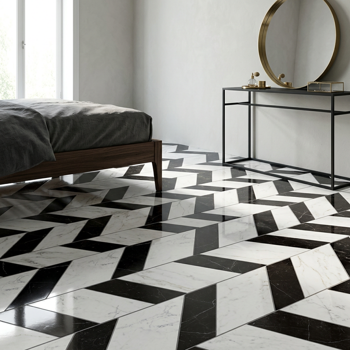 Marvel Stone Chevron Cold 225x229mm Polished Finish Floor Tile (0.31m2 box) - image 5