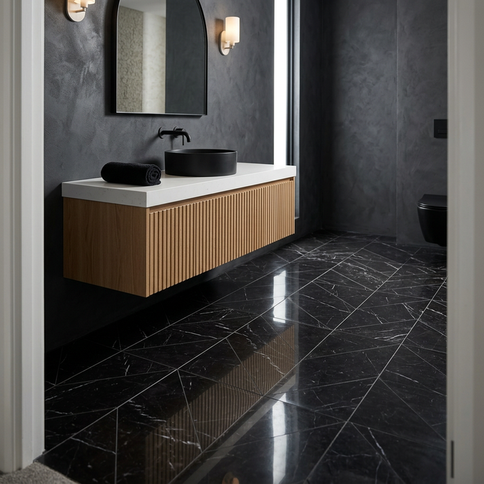 Marvel Stone Nero Marquina Chevron 225x229mm Polished Finish Floor Tile (0.31m2 box) - image 5