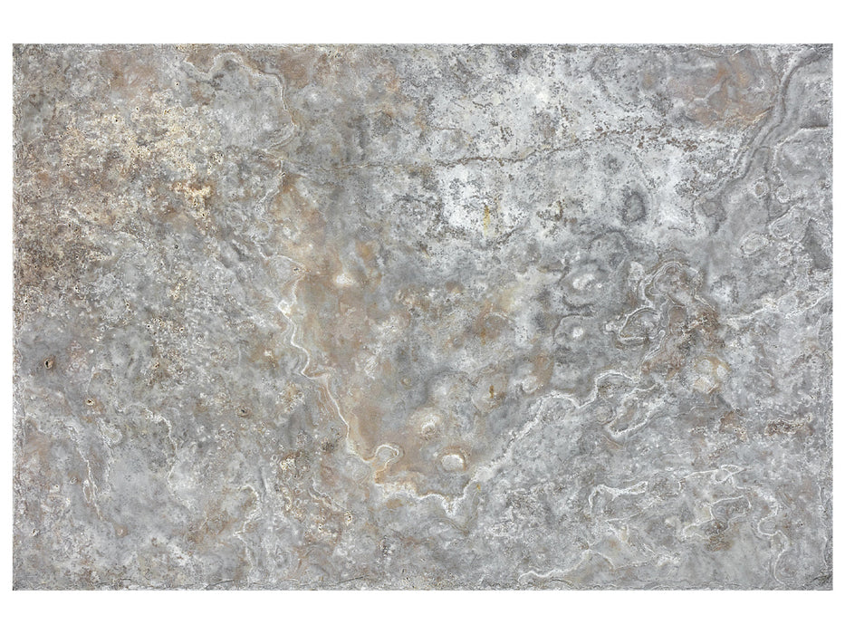 Silver Ash Brushed & Chiseled Travertine 406x610mm (0.99m2 box )