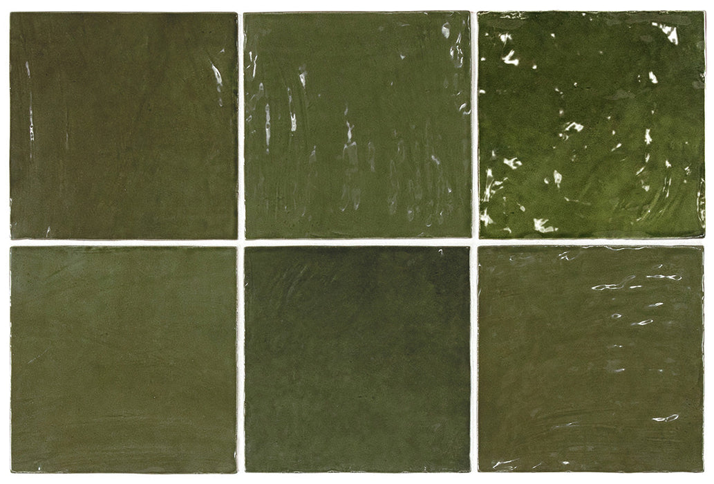 La Riviera Botanical Green Gloss Wall Tile 132x132mm (1.00m2 box)