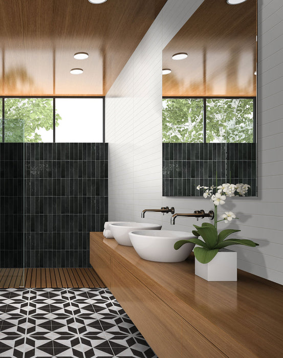 Bank Black 60x250mm Gloss Wall Tile (0.75m2 box)