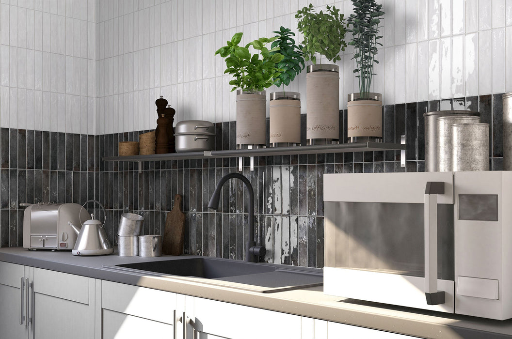 Bank Black 60x250mm Gloss Wall Tile (0.75m2 box)