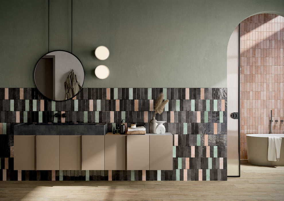 Small Black 51x161mm Gloss Wall Tile (0.54m2 box)