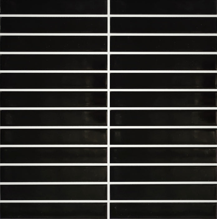 Palo Kit Kat Flat Black 300x300mm Gloss Mosaic Wall Tile (0.901m2 box)