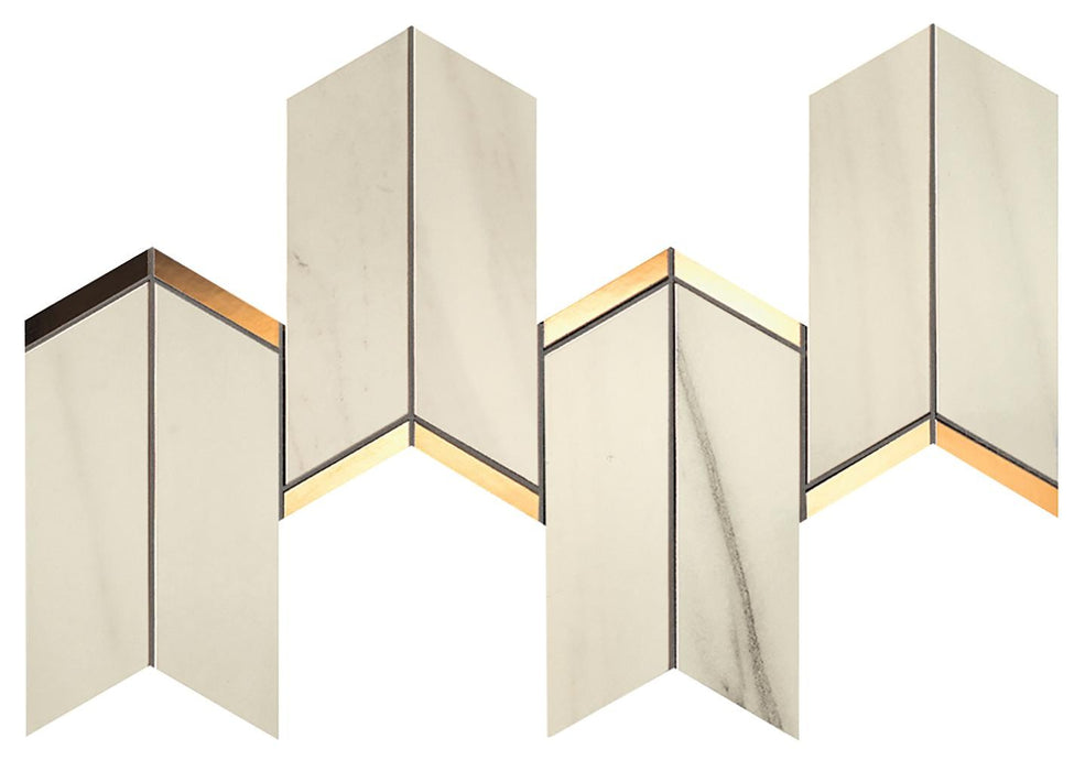 Marvel Chevron Bianco Fantastico 170x414mm sheet Polished White Body Wall Tile (0.42m2 box)