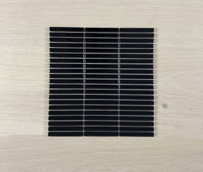 Neo Black 12x92mm (284x295mm sheet size) Gloss Finger Mosaic Wall Tile (0.9523m2 box)