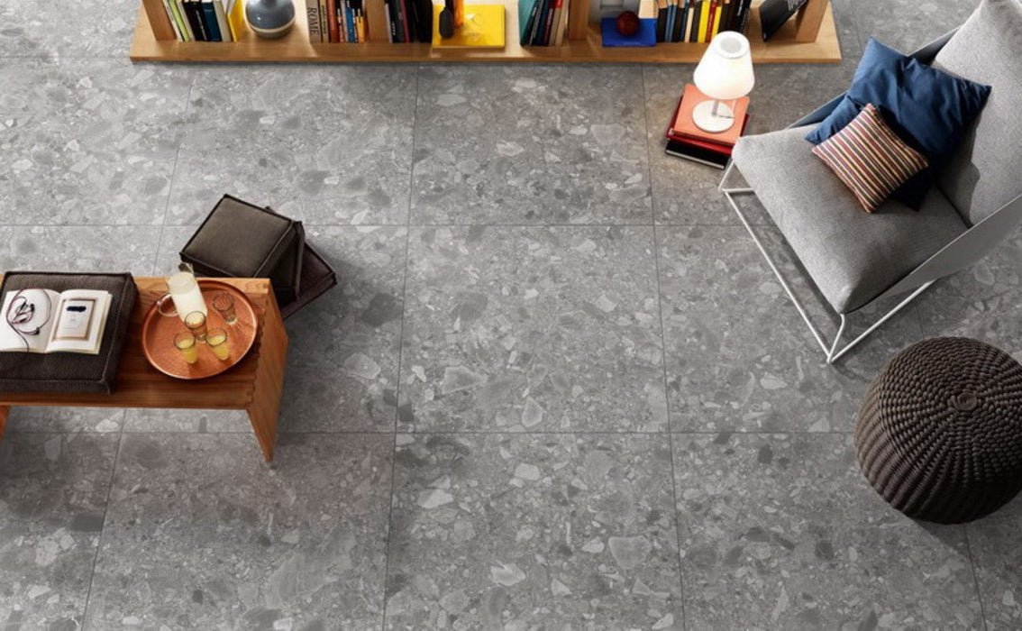 Lux Terrazzo Grey 300x600mm Natural Floor Tile (1.44m2 box)