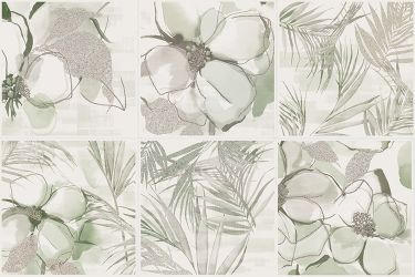 Clay Flower Emerald 100x100mm Gloss Finish Wall Tile (Per Piece)