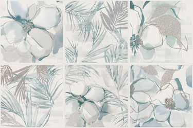 Clay Flower Ocean-Aqua 100x100mm Gloss Finish Wall Tile (Per Piece)