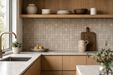 Aix Cendre Mosaico Tumbled 300x300mm Matte Finish Floor/Wall Tile — kitchen setting