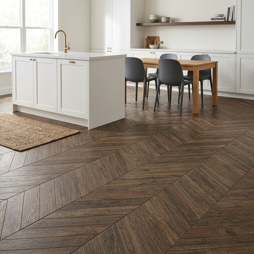 Nash Light Brown Chevron 325x450mm Floor Tile - hero product shot