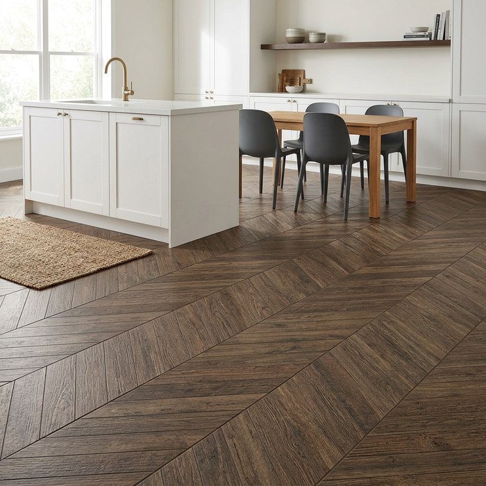 Nash Light Brown Chevron 325x450mm Floor Tile - hero product shot